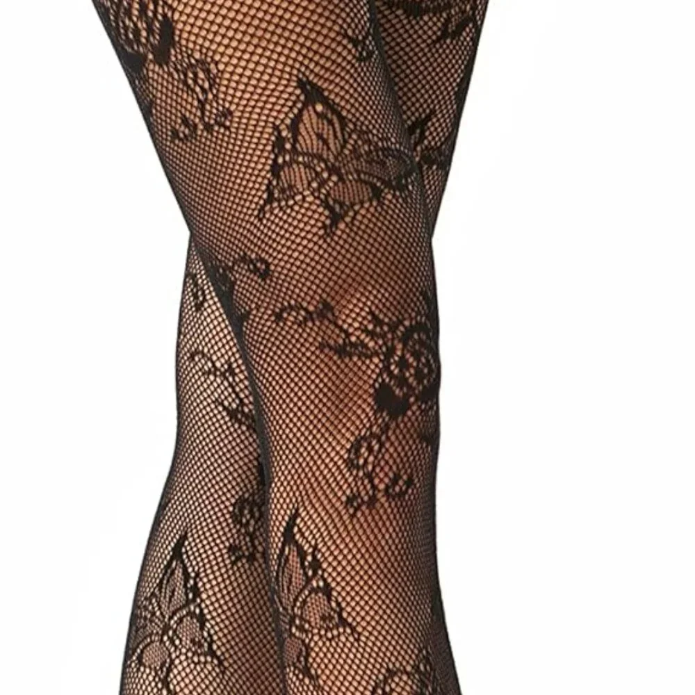 Black Fishnet Tights with‎ Butterflies New Size Large/XLarge